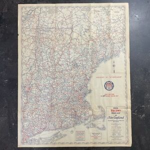 1931 Socony New England fold out road map 22” x 28”